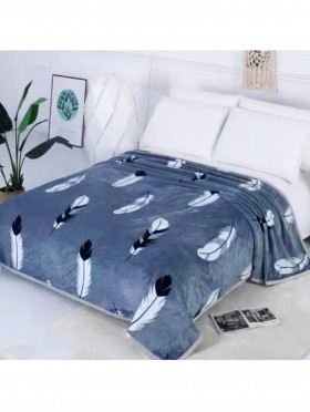 Feather Print Embroidered Microfiber Soft Printed Flannel Blanket (with gift packaging) 